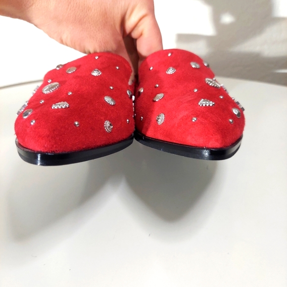 BCBGGeneration Nikkola Red Leather Embellished Flats - Picture 10 of 13